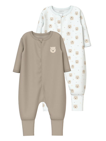 Name It Nightsuit 2p Zip Oxford Bear